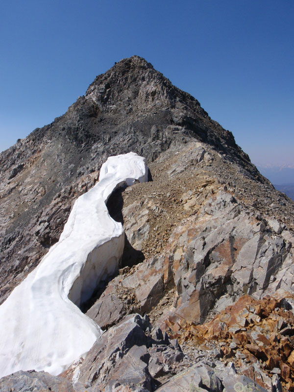 Snow on ridge to summit