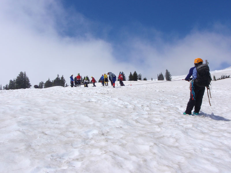 In a simulated crevasse