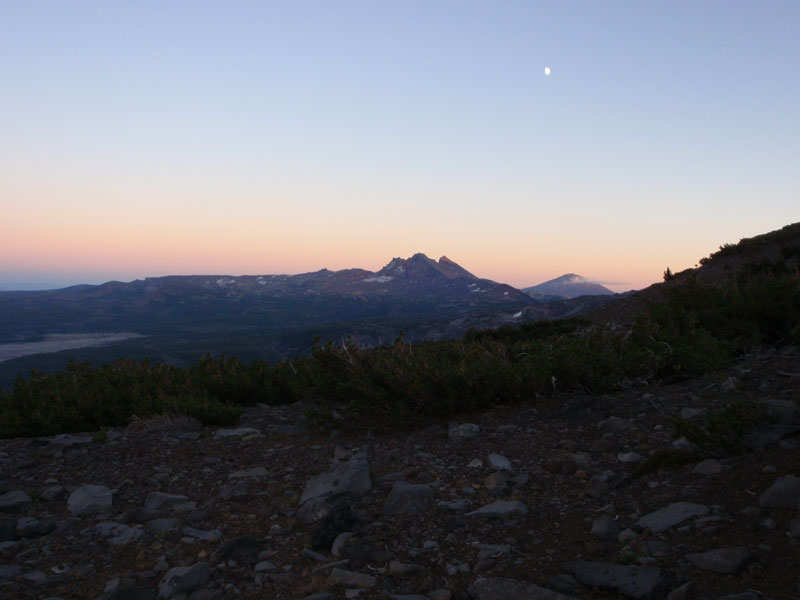 Moon over Broken Top and Bachelor Butte