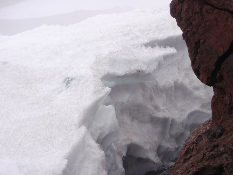 Ice crystals on snow, outside crater wall