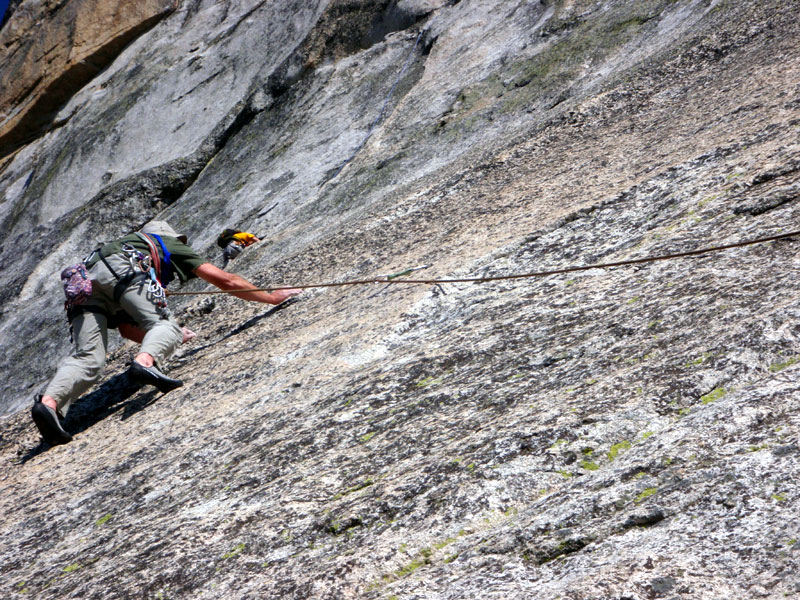 Big Dave at the crux of first pitch of Crying Time Again (we only did the first pitch)