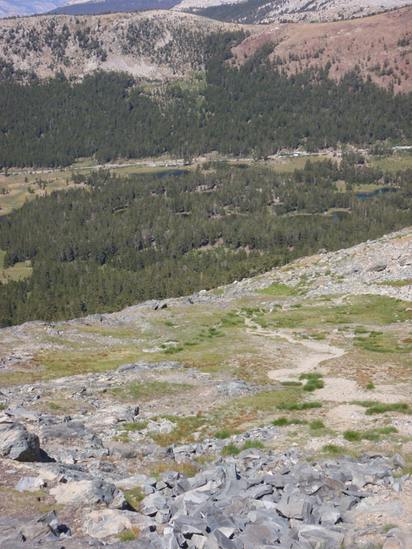 Looking back down at 1st half of trail, and Tioga Pass