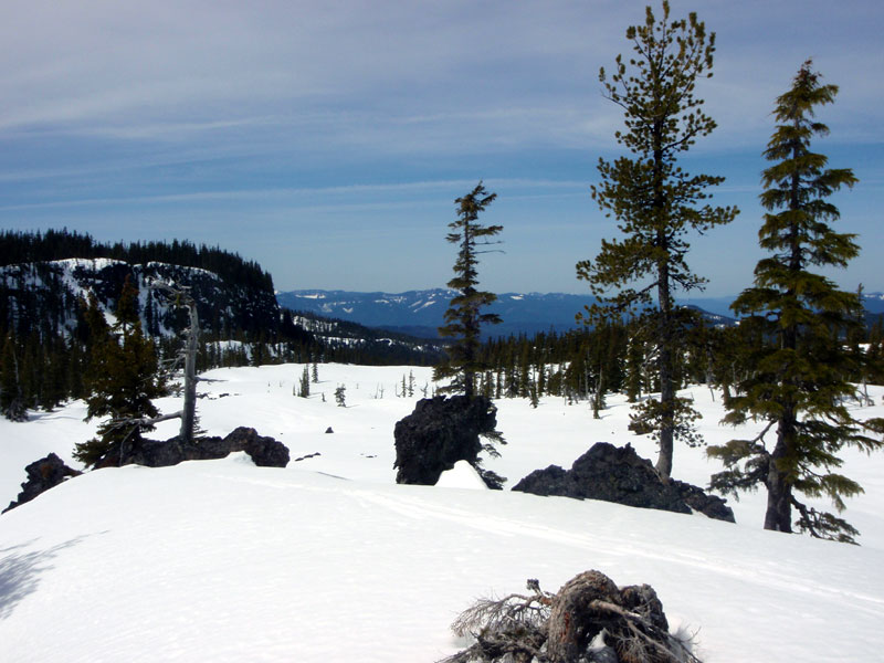 Looking back down the flow toward Obsidian Cliffs