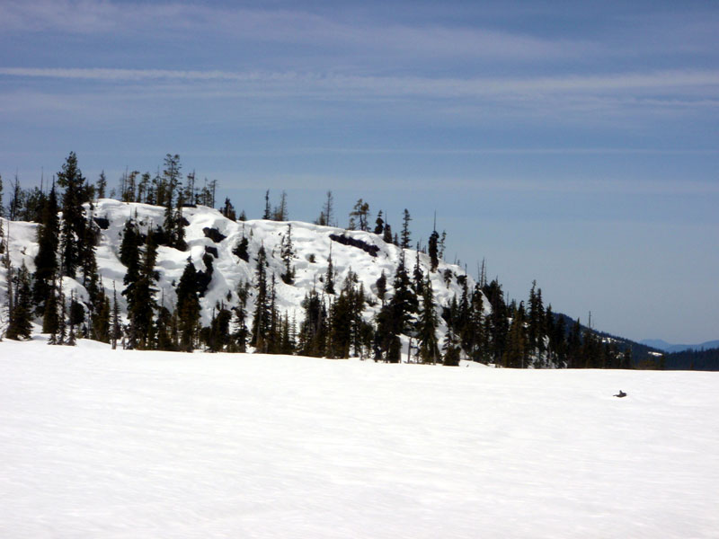 Dike on south side of flow