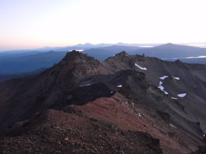 False summits to the north, just before sunrise