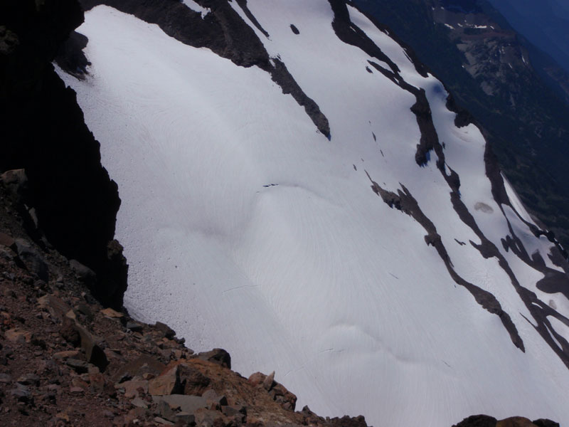 Crevasses opening up high on the Collier