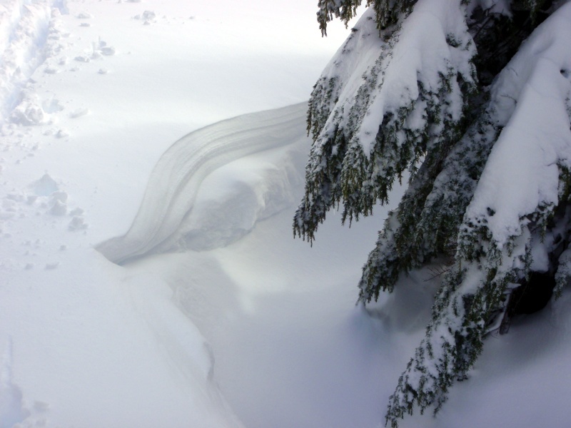 Layers of wind-blown snow