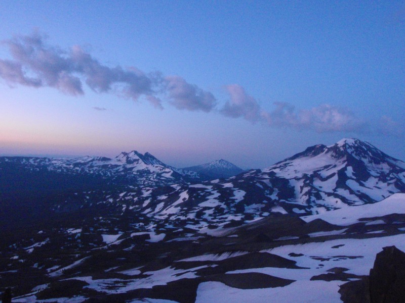 Broken Top, Bachelor Butte and South Sister in the morning
