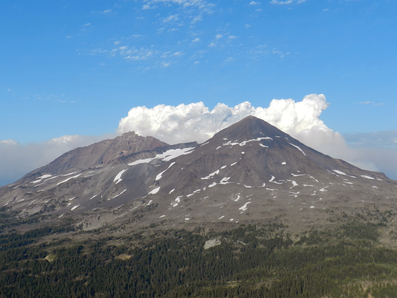 North and Middle Sisters, the Pole Creek fire was raging on the other side
