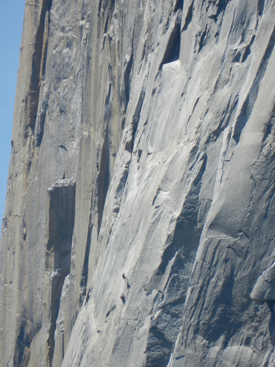 Climbers mid-way up the face of El Cap